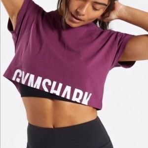 SOLD Gymshark Burgundy Crop Tee